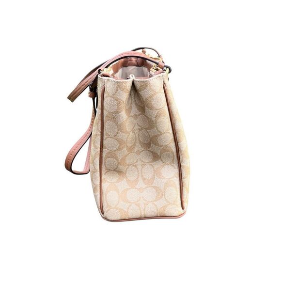 COACH Peyton Khaki & Brown Signature Jordan Double-Zip Carryall Bag F24603 - Picture 4 of 13